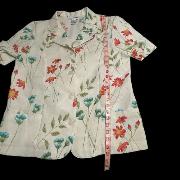 Vintage Alfred Dunner Short Sleeve Cream Floral Jacket - Picture 8 of 9